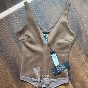BCBGMaxAzria Chocolate Suede Bodysuit